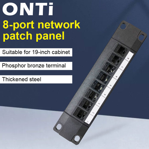 ONTi 8 Port Straight-through CAT6 Patch Panel RJ45 Network Cable Adapter Keystone Jack Ethernet Distribution Frame ► Photo 1/6