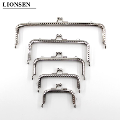 1Piece Glossy Silver Square Basic Metal Purse Frame Kiss Clasp Lock DIY Bag Accessories 6.5/8.5/10.5/12.5/15/18CM ► Photo 1/6