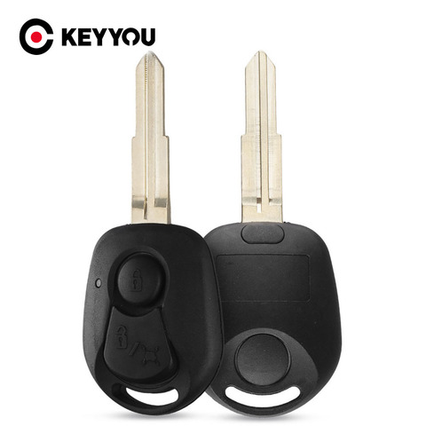 KEYYOU 10PCS 2 BUTTONS REMOTE KEY SHELL FOR SSANGYONG ACTYON KYRON REXTON UNCUT BLADE KEY FOB COVER CASE REPLACEMENT ► Photo 1/6