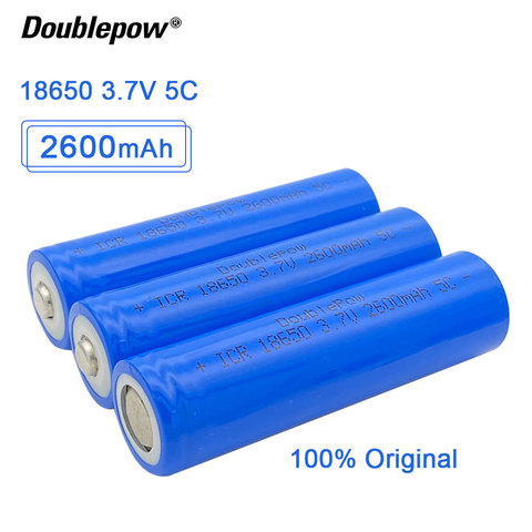 NEW original Doublepow 18650 battery 3.7V 2600mah 18650 lithium rechargeable battery for flashlight etc ► Photo 1/6