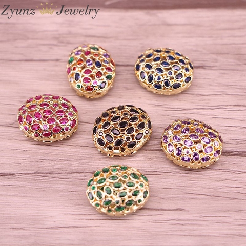 5PCS, Colorful Cubic Zirconia Connector Fashion DIY Accessories Spacer Oval Beads For Necklace Bracelet Making ► Photo 1/4
