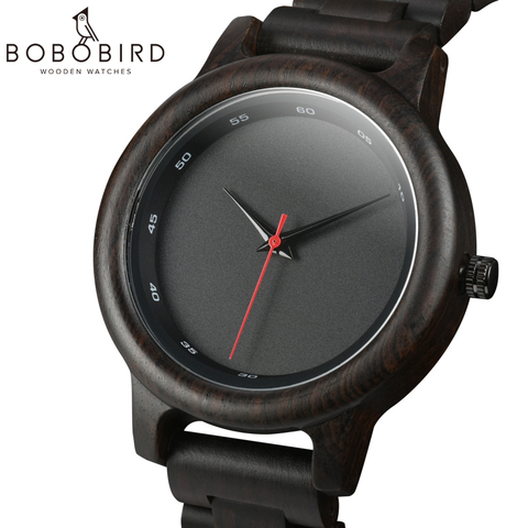 BOBO BIRD Wood Watch Men Sport Style Ebony Quartz Movement Wristwatch Relogio Masculino U-P10 ► Photo 1/1