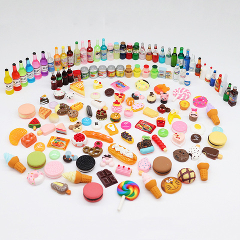 BAIUFOR Mini Food Drink Bottle Fruit Models Beer Water Bread Cake Milk Figurines & Miniatures Doll house Decor Play House Toys ► Photo 1/6