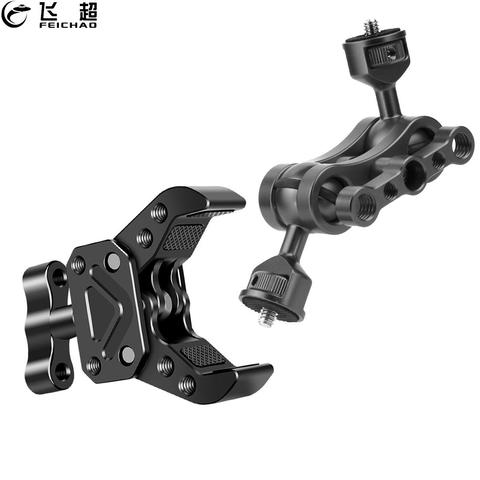 FEICHAO Upgraded Dual BallHead 1/4 Screw Mount Adapter Magic Arm 360 Ball Head with Crab Claw Clamp for Sony SLR Camera Monitor ► Photo 1/1