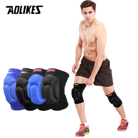 AOLIKES 1Pair Thicked Football Volleyball Extreme Sports Ski Knee Pads Fitness Knee Support Cycling Knee Protector Kneepad ► Photo 1/6