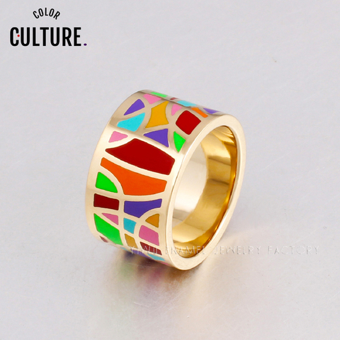 Dropshipping Fashion Jewelry Stainless Steel Rings for Women Filled Colorful Enamel Jewelry Rings Trendy Party ► Photo 1/6
