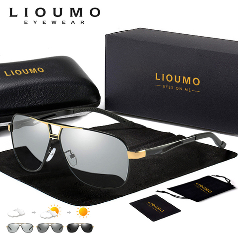 LIOUMO Aviation HD Driving Photochromic Sunglasses Men Polarized Anti-UV Discoloration Sun glasses Women oculos de sol masculino ► Photo 1/6
