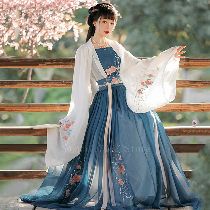 Chinese Ancient Hanfu Traditional Tang Costume Stage Performance Dress for Women 