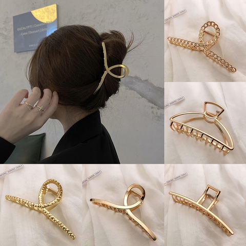 Women Hair Clips Claw Large Geometric Elegant Metal Hollow Out Hair  Accessories