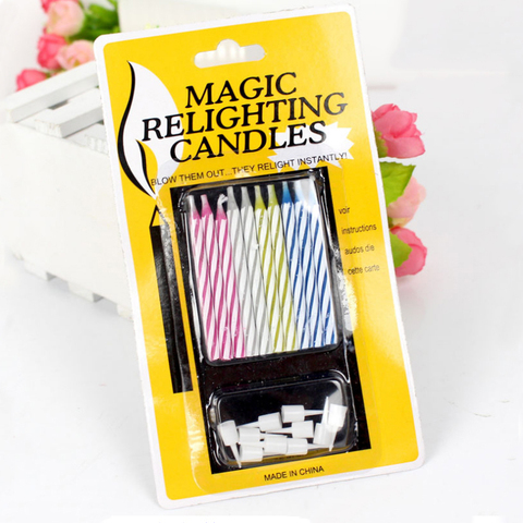 10pcs/box Magic Props Relighting Candles Funny Trick Birthday Candle Party Joke Gift Birthday Party Cake Decor Supplies ► Photo 1/6