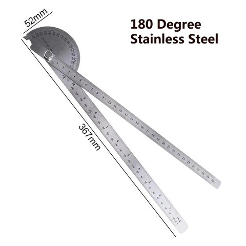 180 Degree 250 x 300mm Stainless Steel Adjustable Double-arm Angle Ruler with Round Head Rotary Protractor Tool for Measurement ► Photo 1/6