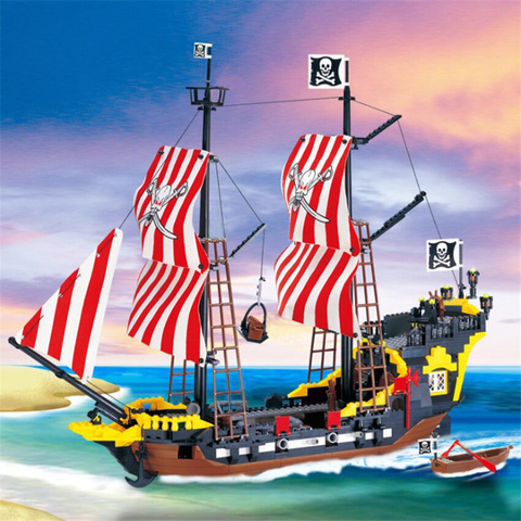 870+pcs Big Black Pearl Building Blocks Compatible with  Pirates Ship Enlighten Blocks Pirates Educational Kids Toys ► Photo 1/6