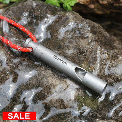 Outdoor EDC Loud Titanium Whistle with Cord Emergency Hiking Camping Whistle Outdoor Survival Tools Camping Hiking Exploring ► Photo 1/6