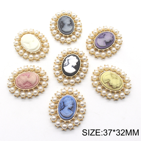 10pcs/lot 37*32MM Oval Pearl Snap Flatback Button for Clothing Diy Manualidades Accessories Sewing Button for Wedding Decorative ► Photo 1/6