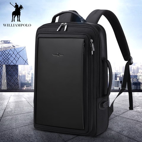 Williampolo men's backpack waterproof ultra thin laptop 15.6 security backpack leisure business travel backpack youth schoolbag ► Photo 1/6