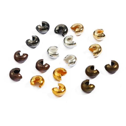 100Pcs 3/4/5mm Silver/Gold/Gunmetal/Rhodium/Bronze/Copper Plated Smooth Crimp End Beads Covers Jewelry Diy Component Wholesales ► Photo 1/6