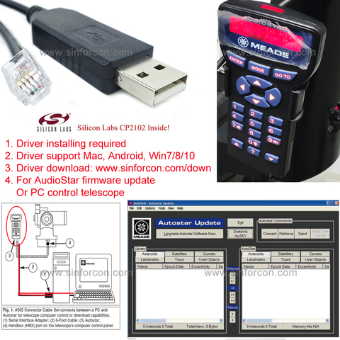 Meade ETX-90 ETX-125 LXD75 LX80 LX90 Meade 497 AutoStar Meade AudioStar keypad to a PC serial cable Meade 505 cable ► Photo 1/4