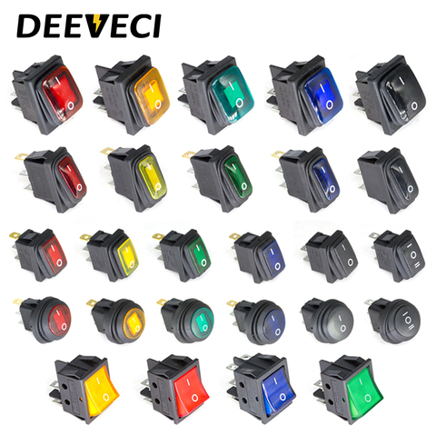 KCD1 KCD3 KCD4 round toggle switch Waterproof on off  10A 220V 12V rocker switch car switch on-off-on with 5 colors ► Photo 1/6