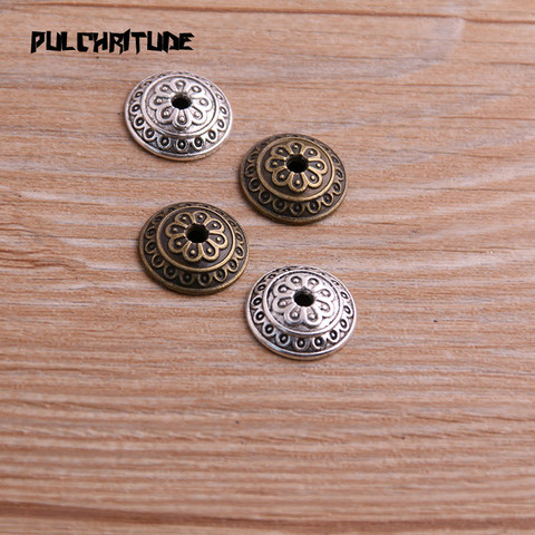  30pcs 4*14*14mm Two Color Bead Caps Charm Hollow Round Flower Pendants Jewelry Accessories DIY Receptacle Charms ► Photo 1/5