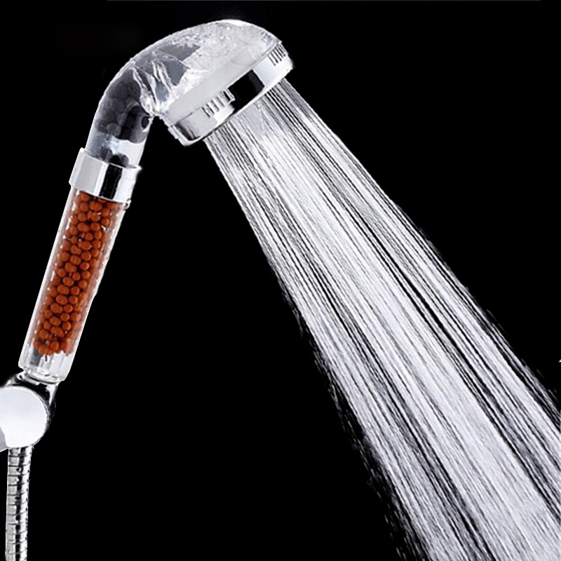High Turbo Pressure Adjustable Bathroom Anion Filter Ione Shower Head Bath Water 
