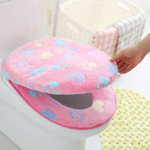 Thick Coral Velvet Toilet Seat Cover Toilet Lid Cover Cushion Seat Case Bathroom Soft Warm Zipper Toilet Seat Cover Accessories ► Photo 1/6