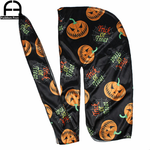 3 Colors Unisex Men Halloween Silk Durag Bandanas for Men Wave Cap Cartoon Print Silky Durags Headwear Durag ► Photo 1/6