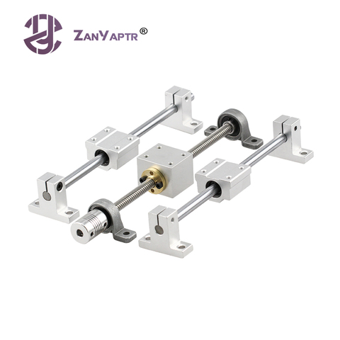 Guide rail kits T8 Lead Screw 200/300/400/500mm+Optical axis+KP08 bearing +screw nut housing mounting bracket for 3D printer ► Photo 1/5