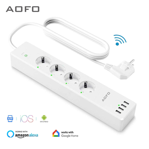 Wifi Smart Power Strip 4 EU Outlets Plug with 4 USBCharging Port Timing App Voice Control Work with Alexa Google Home Assistant ► Photo 1/6