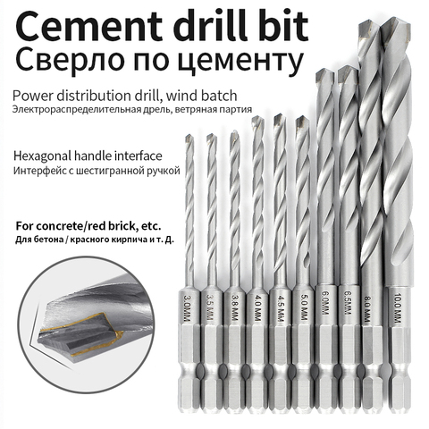 Hexagonal shank cement drilled carbide tile cement ceramic wall hexagonal shank Special drill for concrete brick wall bit3-12mm ► Photo 1/6