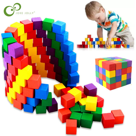 20/50pcs Colorful Wooden Cubes Blocks Dice Foreign Trade Square Corner Board Game Dice Children kid Early Educational Toys ZXH ► Photo 1/5