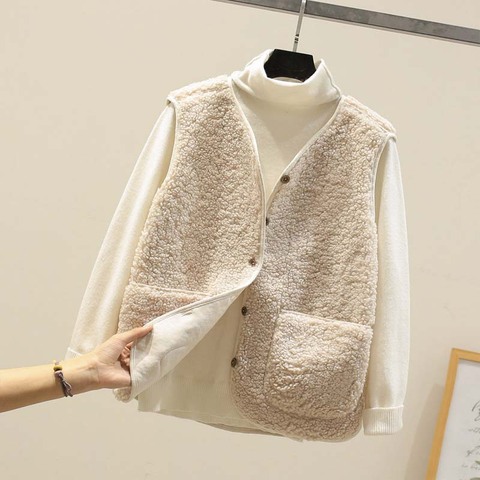 2022 Autumn Fleece Waistcoat Women Winter White Vest Ladies Warm Thick Sleeveless Jacket Vests For Women ► Photo 1/6