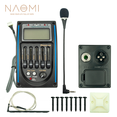 NAOMI 5 Band Acoustic Guitar EQ Preamp Prener-PM 5-Band EQ Equalizer Pickup Tuner LCD W/ Microphone ► Photo 1/6