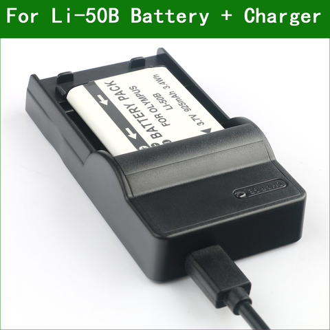 LI-50B LI50B Digital Camera Battery + Charger for Olympus TG-620 TG-630 TG-805 TG-810 TG-820 TG-830 TG-850 TG-860 TG-870 VG-190 ► Photo 1/1