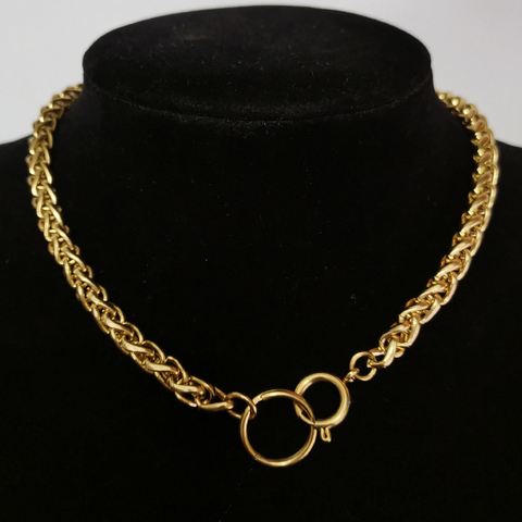 Punk Miami Cuban Chokers For Women Neck Hip Hop Jewelry 2022 Trendy Gold Color Stainless Steel Thick Chain Circle Necklace ► Photo 1/6