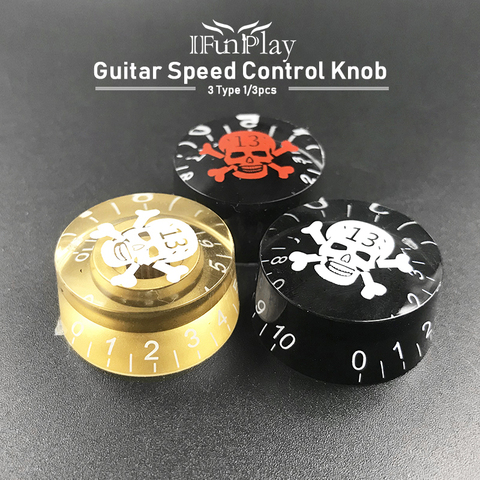 2/4pcs Acrylic Skull LP Electric Guitar Speed Control Knob Potentiometer Knob Cap Black with Transparent Guitar Pot Accessories ► Photo 1/6