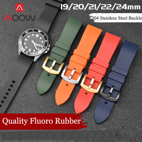 19mm 20mm 21mm 22mm 24mm Fluoro Rubber Strap Watchband Quick Release Sport Waterproof Replacement Bracelet Band for Huawei GT 2 ► Photo 1/6