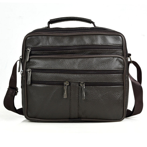 Coffee Men Genuine Leather Handbags Male Large Leather Shoulder Bags Business Men's Travel Messenger Bags Horizontal Briefcase ► Photo 1/6