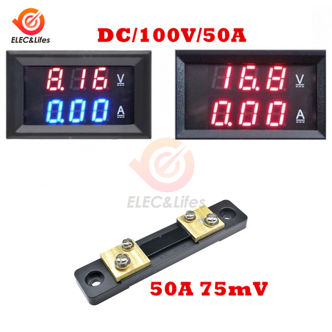 DC 0-100V 50A Electronic Digital Voltmeter Ammeter 0.56'' LED Display Voltage Regulator Volt AMP Meter Tester with Shunt ► Photo 1/6