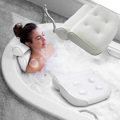 28Luxury Home Bath Spa Pillow Deep Spongy Cushion Relaxing Massage Big Suction Cup Bathtub Neck Back Comfort Support Relaxing ► Photo 1/6