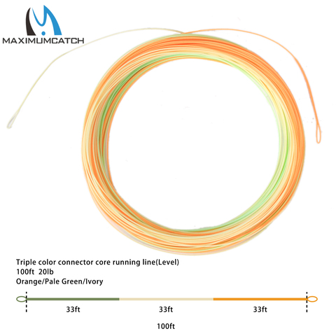 Maximumcatch Triple Color ConnectorCore Running Line 100ft 20lb Level Shooting Line Nymph Fly Fishing Line ► Photo 1/6