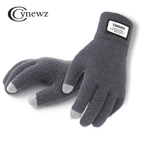 Winter Autumn Men Knitted Gloves Touch Screen High Quality Male Thicken Warm Wool Cashmere Solid Gloves Men Mitten Business ► Photo 1/6