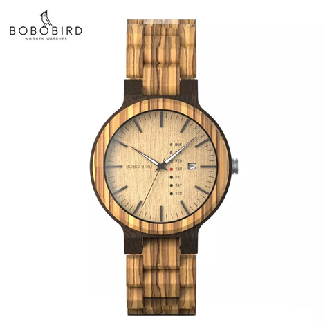 BOBO BIRD Men Watch Auto Date Wood Watches Men Timepieces Quartz Wrist Wristwatches relogio masculino C-O26 DROP SHIPPING ► Photo 1/6