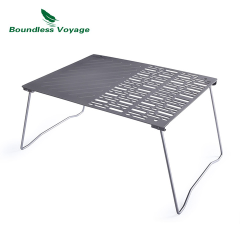Boundless Voyage Titanium Charcoal BBQ Grill Net with Folding Legs for Camping Beach Picnic Meat Food Barbecue Desk Tabletop ► Photo 1/6