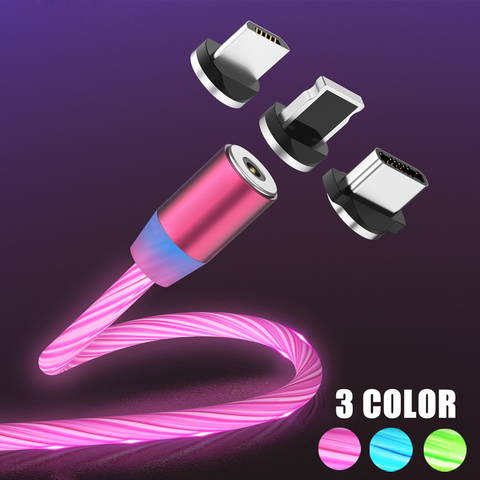 LED Glow Flowing Magnetic USB Cable Fast Charger for Huawei P Smart Z Y5 Y9 2022 P30 lite Nova 4e 5 Honor 7 20 9X 8C 8X 6C 7X 5A ► Photo 1/6