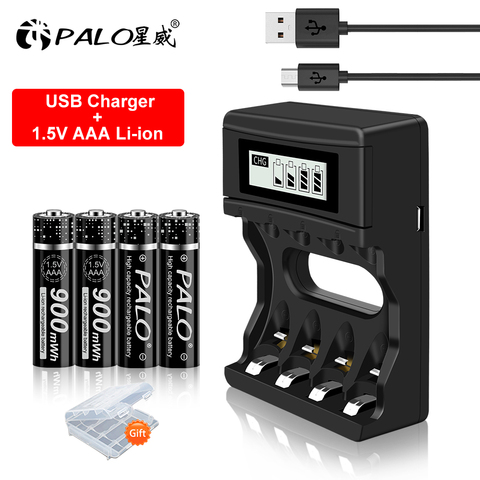 PALO 1.5V AAA Lithium-ion Rechargeable Batteries AAA 1.5V Li-ion battery and 1.5V AA/AAA Lithium Battery Charger ► Photo 1/6