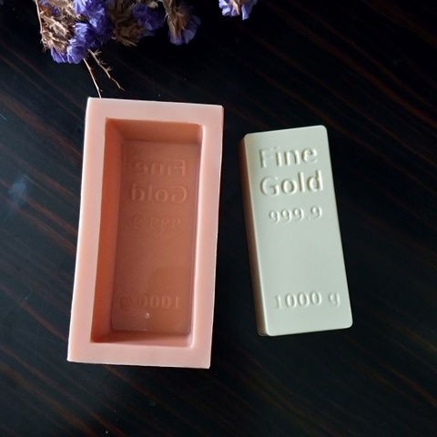 QT0193 PRZY Silicone Mold Fine Gold Silicone Fondant Mould Bullion Soap Molds Gypsum Chocolate Candle Mold Clay Resin Bar ► Photo 1/6