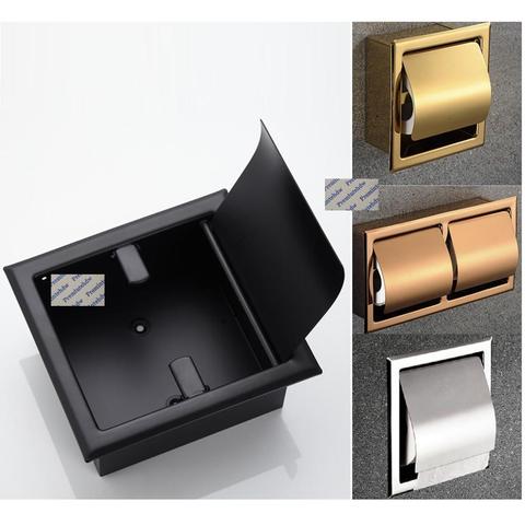 304 Stainless Steel Wall Recessed Built-in Toilet Tissue Roll Reel Paper Holder Rose Gold Matte Black Polished ► Photo 1/2