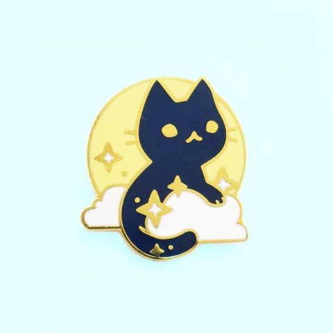 Kawaii Universe Cat Hard Enamel Pin Moon and Stars Space Brooch Fashion Cartoon Animals Badge Astronomy Lovers Astronaut Gift ► Photo 1/2
