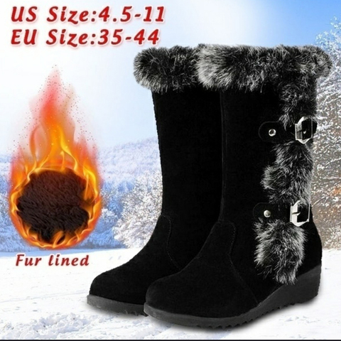 Winter Women Shoes Ladies Mid Calf Boots High Tube Classic Thick Fleece Models Snow Boots Muje Plus Size 35-42 ► Photo 1/6