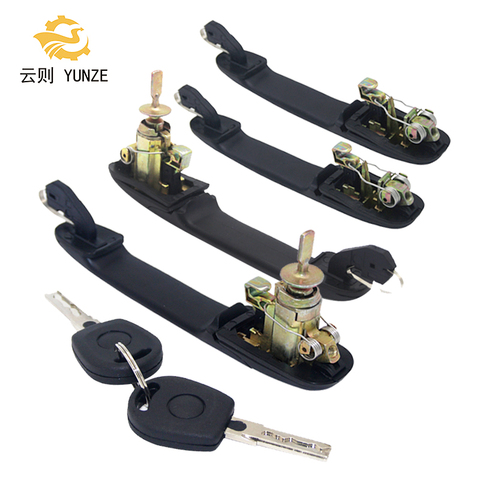 COMPLETE SET 4PCS FRONT REAR LEFT RIGHT DOOR HANDLE WITH LOCK BARREL FOR VW SHARAN 1995-2010 33MM PIN LENGTH ► Photo 1/5